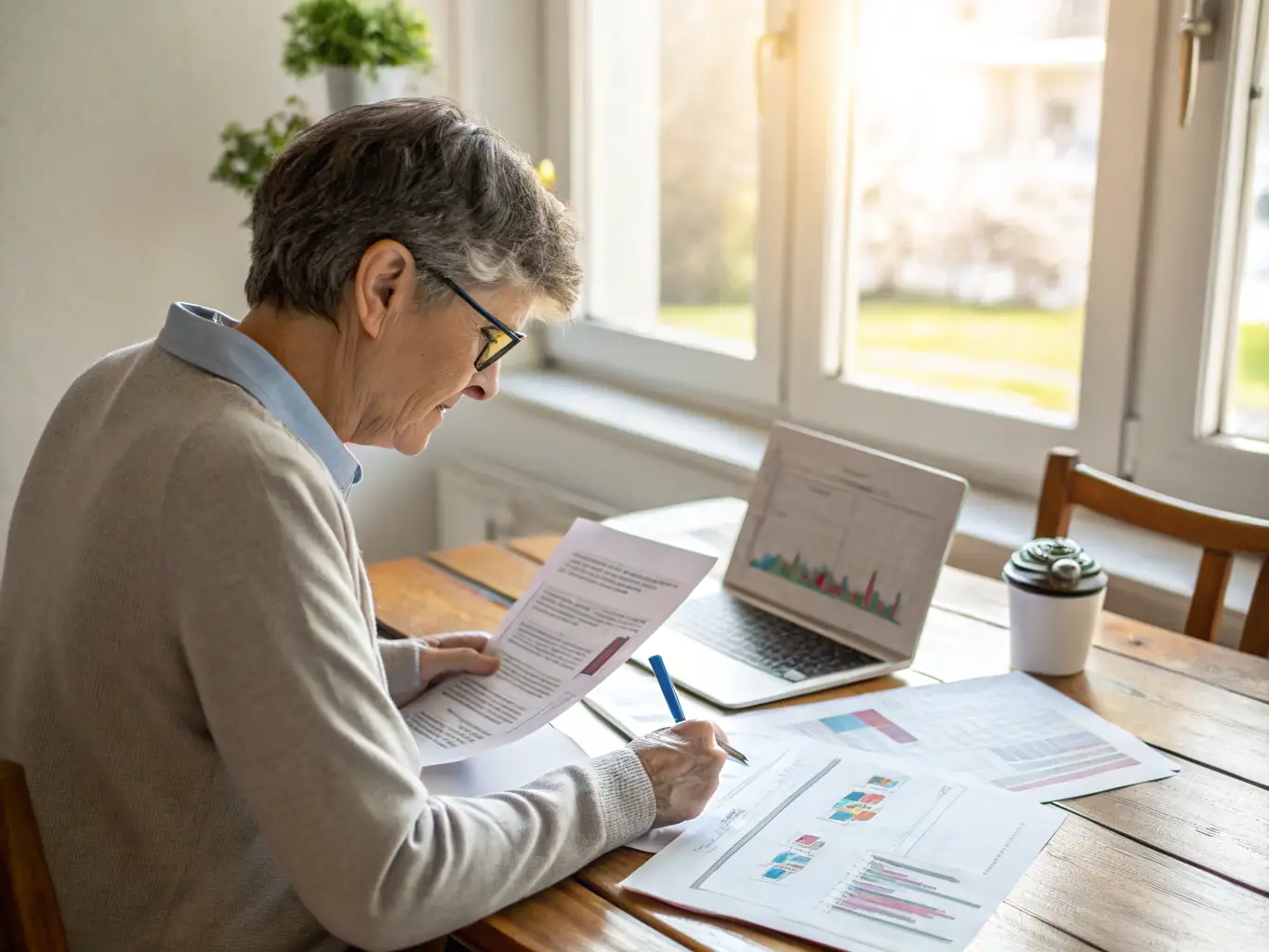 A person reviewing a budget spreadsheet on a laptop, highlighting key areas of income and expenses, representing effective economic planning.